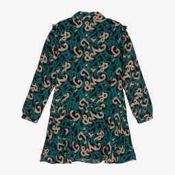 NIK&NIK-Green Chiffon Logo Dress | Childrensalon Outlet