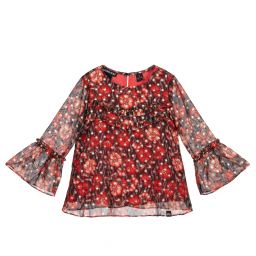 NIK&NIK-Red Floral Chiffon Blouse | Childrensalon Outlet