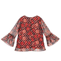 NIK&NIK-Red Floral Chiffon Blouse | Childrensalon Outlet