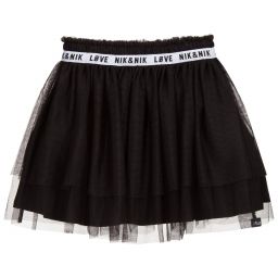 NIK&NIK-Teen Black Tulle Logo Skirt | Childrensalon Outlet
