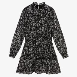 NIK&NIK-فستان تينز كريب لون أسود بطبعة ورود | Childrensalon Outlet