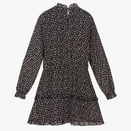 NIK&NIK-فستان تينز كريب لون أسود بطبعة ورود | Childrensalon Outlet