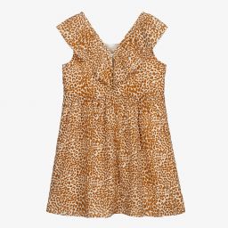 نك آند نك-فستان تينزبناتي كريب لون بني بطبعة جلد نمر | Childrensalon Outlet