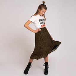 NIK&NIK-Teen Green Zebra Midi Skirt | Childrensalon Outlet