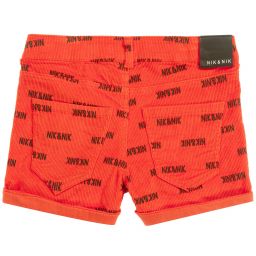 NIK&NIK-Teen Red Logo Corduroy Shorts | Childrensalon Outlet