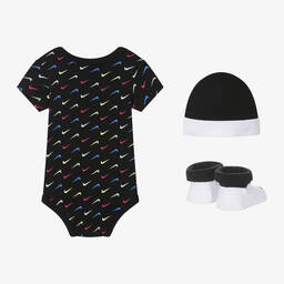 Nike-Baby Boys Black Cotton Babysuit Set | Childrensalon Outlet