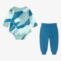 Nike-Голубое боди с камуфляжным принтом и штанишки из хлопка | Childrensalon Outlet