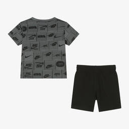 Nike-Boys Black Cotton Shorts Set | Childrensalon Outlet