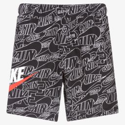 Nike-Boys Black & White Logo Shorts | Childrensalon Outlet