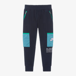 Nike-Boys Blue Cotton Pocket Joggers | Childrensalon Outlet