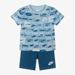 Nike-Boys Blue Cotton Shorts Set | Childrensalon Outlet