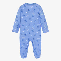 Nike-Boys Blue Cotton Swoosh Babygrow | Childrensalon Outlet