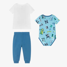 Nike-Boys Blue Cotton Varsity Babysuit Set | Childrensalon Outlet