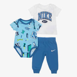 Nike-Boys Blue Cotton Varsity Babysuit Set | Childrensalon Outlet