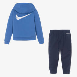 نايك-بدلة رياضية بسحّاب جيرسي لون أزرق وكحلي للأولاد | Childrensalon Outlet