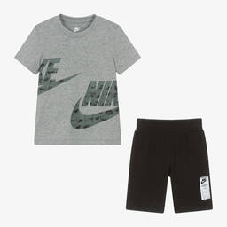 Nike-Boys Grey & Black Shorts Set | Childrensalon Outlet