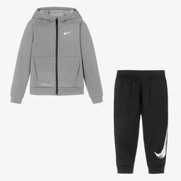 Nike-Boys Grey & Black Zip-Up Tracksuit | Childrensalon Outlet