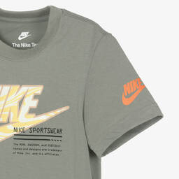 Nike-Boys Grey Cotton Swoosh T-Shirt | Childrensalon Outlet