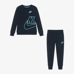 Nike-Boys Navy Blue Cotton Swoosh Tracksuit | Childrensalon Outlet