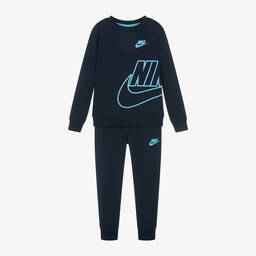 Nike-Boys Navy Blue Cotton Swoosh Tracksuit | Childrensalon Outlet