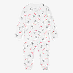 Nike-Boys White Cotton Swoosh Babygrow | Childrensalon Outlet