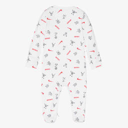 Nike-Boys White Cotton Swoosh Babygrow | Childrensalon Outlet