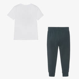 Nike-Boys White & Green Logo Joggers Set | Childrensalon Outlet