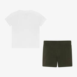 Nike-Boys White & Green Shorts Set | Childrensalon Outlet