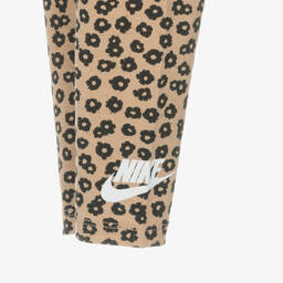 Nike-Girls Beige Floral Cotton Leggings Set | Childrensalon Outlet