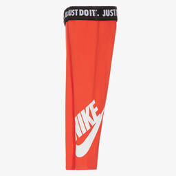 Nike-Girls Flame Red Logo Leggings | Childrensalon Outlet