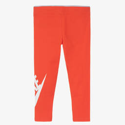 Nike-Girls Flame Red Logo Leggings | Childrensalon Outlet