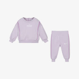 Nike-Girls Lilac Cotton Blend Tracksuit | Childrensalon Outlet