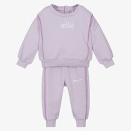 Nike-Girls Lilac Cotton Blend Tracksuit | Childrensalon Outlet