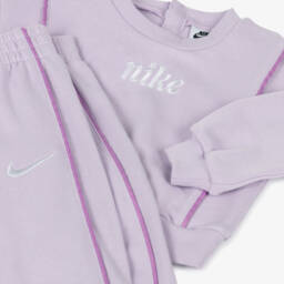 Nike-Girls Lilac Cotton Blend Tracksuit | Childrensalon Outlet