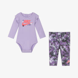 Nike-Girls Lilac Floral Bodysuit and Leggings | Childrensalon Outlet