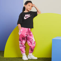 Nike-Girls Pink & Black Sports Leggings Set | Childrensalon Outlet