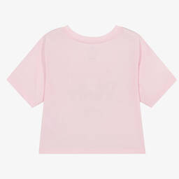 Nike-Girls Pink Logo Cotton T-Shirt  | Childrensalon Outlet