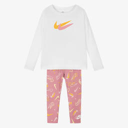 Nike-Girls Pink Logo Leggings Set | Childrensalon Outlet