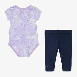 Nike-Girls Purple Cotton Babysuit Set | Childrensalon Outlet