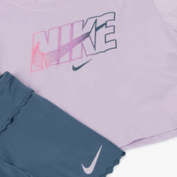Nike-Girls Violet & Azure Active Shorts Ensemble | Childrensalon Outlet