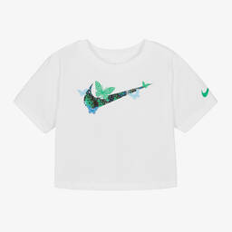 Nike-Girls White Cotton Butterfly T-Shirt | Childrensalon Outlet