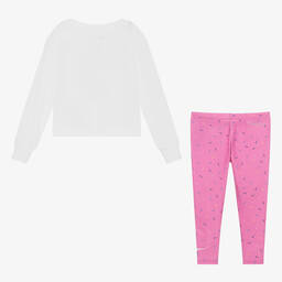 Nike-Girls White & Pink Sports Leggings Set | Childrensalon Outlet