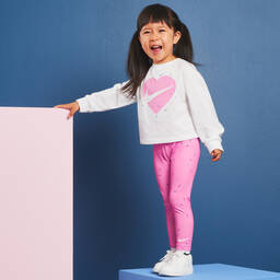 Nike-Girls White & Pink Sports Leggings Set | Childrensalon Outlet