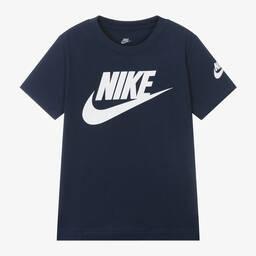 Nike-Navy Blue Cotton Swoosh T-Shirt | Childrensalon Outlet