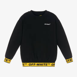 Off-White-Black & Yellow Industrial Logo Sweatshirt | Childrensalon Outlet