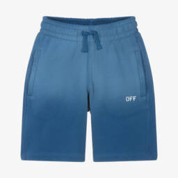 Off-White-Blue Hue Boys Cotton Shorts | Childrensalon Outlet