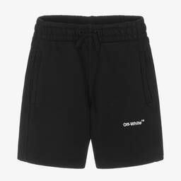 Off-White-Черные хлопковые шорты | Childrensalon Outlet