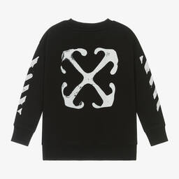 Off-White-Boys Black Cotton Sweatshirt | Childrensalon Outlet
