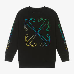 Off-White-Boys Black Cotton Sweatshirt | Childrensalon Outlet