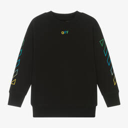 Off-White-Boys Black Cotton Sweatshirt | Childrensalon Outlet